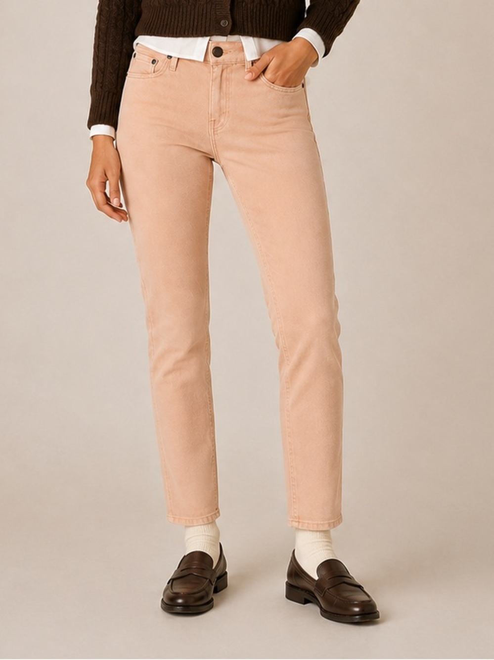 Vince Slim Straight Jeans Women’s 29 Blush Peach Stretch CottonDenim Ankle